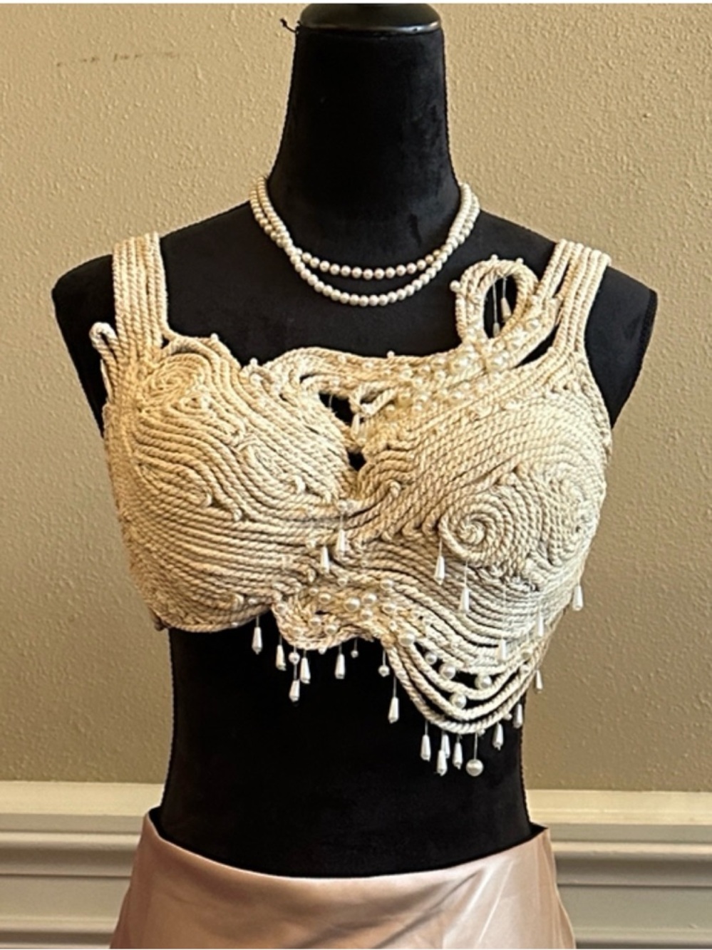 Fleur de Bra Handcrafted Ivory Rope Crop Top/Bra
